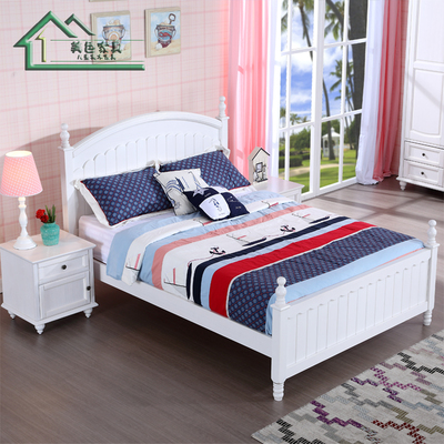 LY美式田园双人床1.8米1.5米单人床1.2米公主床儿童床实木床白色