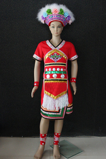 台湾传统服装高山族演出服装女装新款高山族表演服民族舞蹈服装