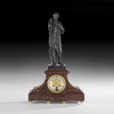 加贝艾斯的狄安娜Diana青铜雕塑大理石壁炉钟西洋古董收藏品摆件