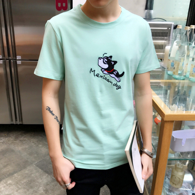 夏季新款男士卡通短袖T恤男生韩版修身半袖上衣服圆领体恤男装潮