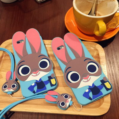 送挂绳疯狂动物城兔子朱迪iPhone6s手机壳苹果6plus厚硅胶iPhone7