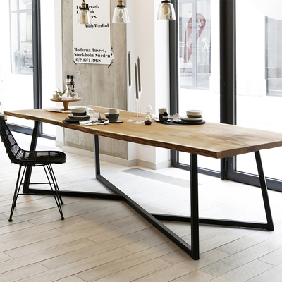 美式实木会议桌培训办公桌简易现代小型长方形复古创意铁艺工作台