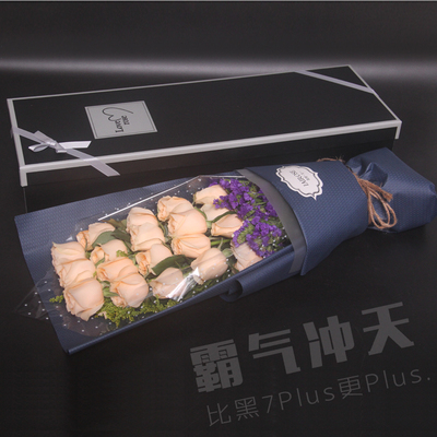 19朵香槟玫瑰鲜花 创意黑色礼盒北京花店送花领导朋友同事生日