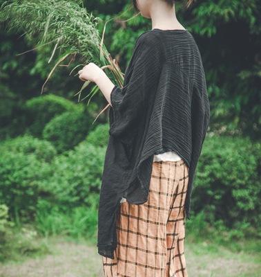 壹念原创设计 2016夏女士苎麻上衣不规则开衫 复古风格宽松外套