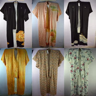 vintage古着传统日本和服刺绣浴衣真丝羽织和服舞台正娟外套65