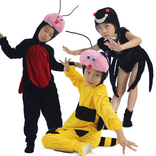 万圣节新款蜘蛛造型表演服连体造型蜜蜂瓢虫舞蹈服儿童舞台演出服
