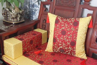 芯福坐垫 定做红木沙发坐垫 靠背 沙发垫 三五锦缎 高密度海绵垫