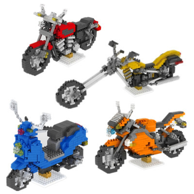 兼容乐高微颗粒积木迷你本田哈雷太子龟仔摩托车拼装模型儿童玩具