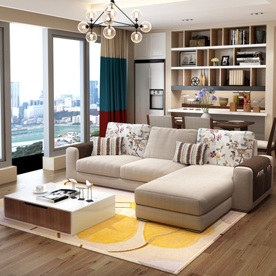 布艺沙发组合简约现代客厅家具大小户型可拆转角三人包邮