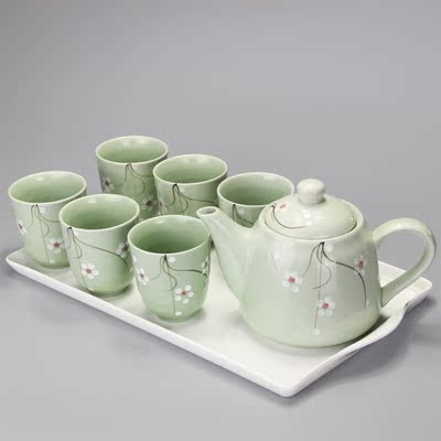 日式和风手绘陶瓷功夫茶具套装 创意韩式大容量茶杯茶壶套装包邮