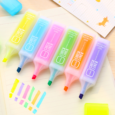 正品爱好韩国可爱创意文具糖果色大容量荧光笔学生重点标记记号笔