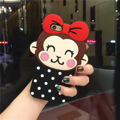 韩国东大门 苹果6手机壳猴子蝴蝶结波点iPhone6Splus保护壳硅胶软
