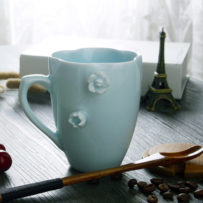 景德镇陶瓷杯个性马克杯创意杯子带盖带勺定制情侣杯茶杯生日礼物