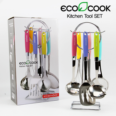 韩国进口正品ECOCOOK不锈钢厨具套装汤勺面勺漏勺打蛋器厨房料理