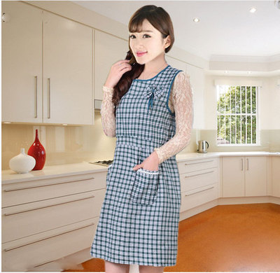 100%纯棉无袖围裙厨房家居做饭时尚韩版围腰可爱成人工作服围裙