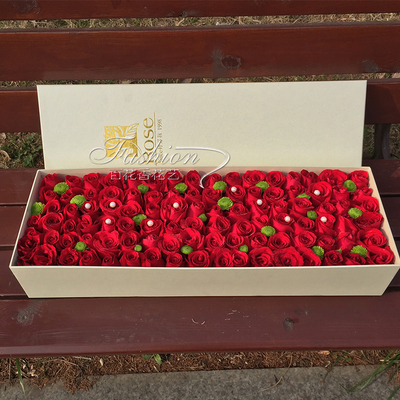 情人节99朵红玫瑰花束礼盒广州鲜花速递全国上海深圳北京同城送花