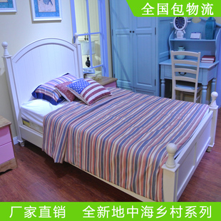 儿童床女孩公主床单人床实木床1.2米单人床韩式床欧式床白色床