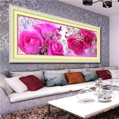 客厅十字绣植物花卉系列5D新款水钻圆钻钻石画简约现代壁画套玫瑰