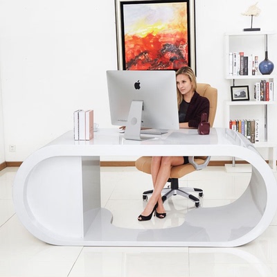 创意书桌创意办公桌电脑桌国际设计老板桌弧形书桌办公台书桌定做