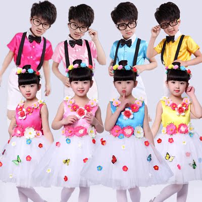 17六一儿童演出服新款蓬蓬纱裙幼儿花朵裙男女小学生公主合唱礼服