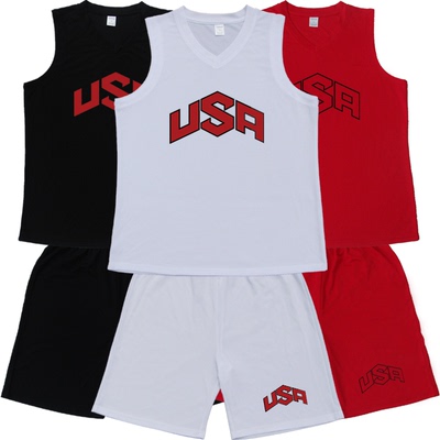 包邮USA美国梦之队球衣篮球服套装定做儿童小码 可印字号LOGO图案