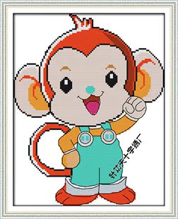 2016年新款生肖猴子十字绣卡通儿童宝宝小幅简单中小学生手工图案