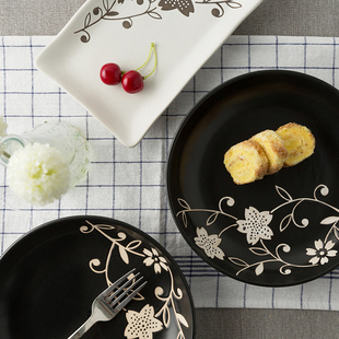 【玉泉】日式叶舞创意陶瓷盘子 家用西餐牛排盘 餐具碟子菜盘