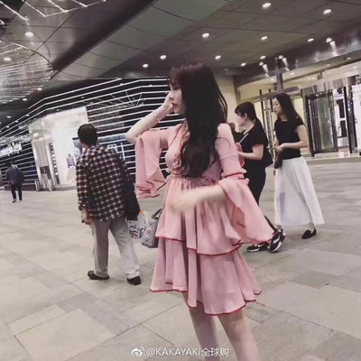 意大利【Julia&Julic】正品代购 肉粉色真丝蝴蝶袖连衣裙